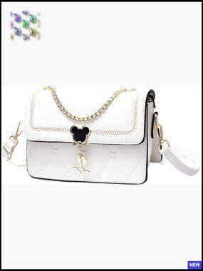White Quilted Satchel Crossbody Bag Heart Embroidered Chic Designer Handbag